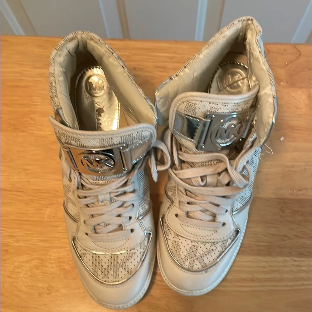 Michael Kors Kids' Cream High-Top Sneakers - Picture 5 of 6